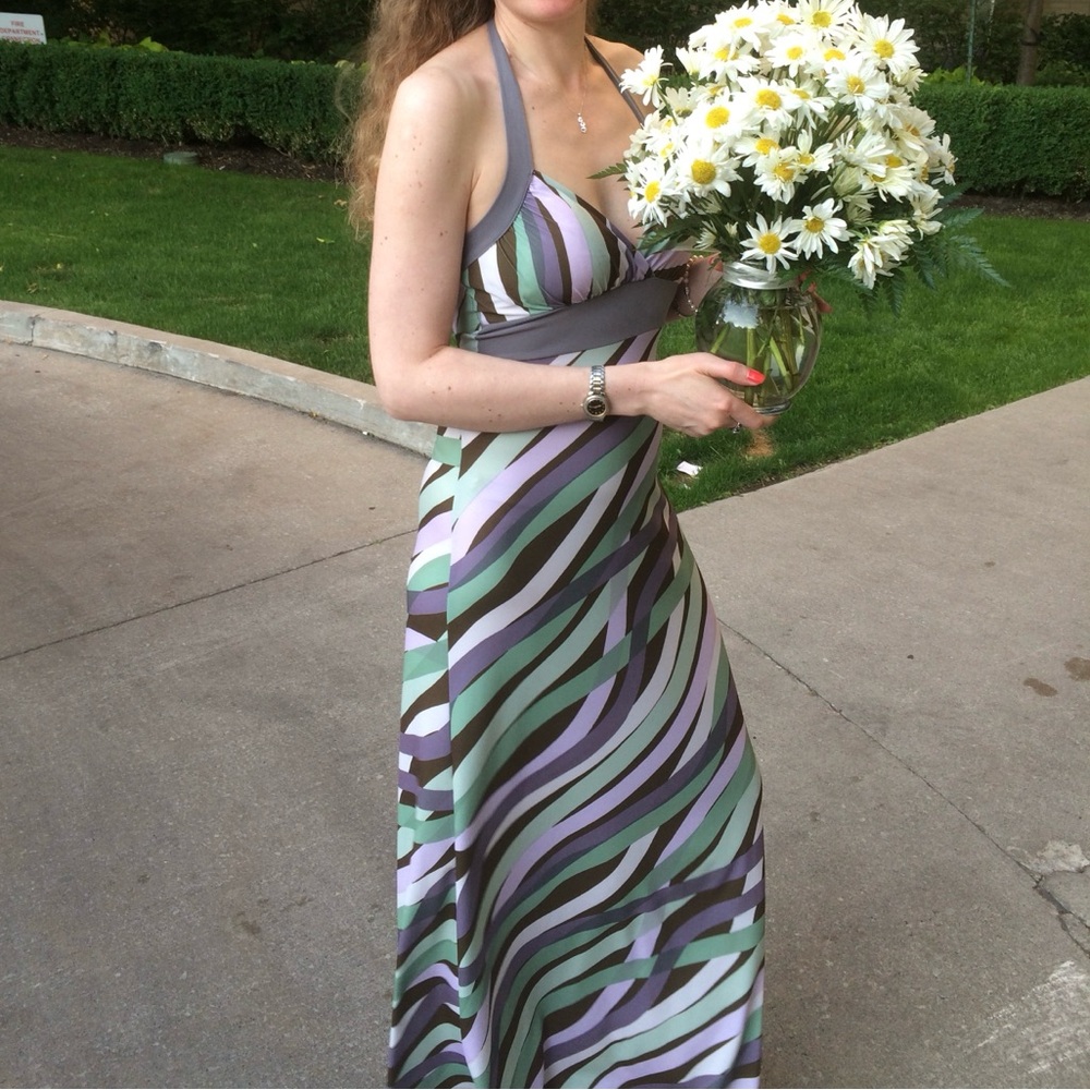 Multicolor Halter Maxi Dress S